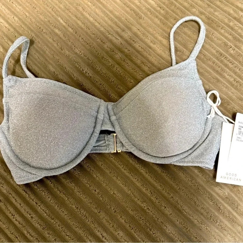 *Final Price* Good American Silver Sparkle Size 0/Small NWT Bikini Adjustable